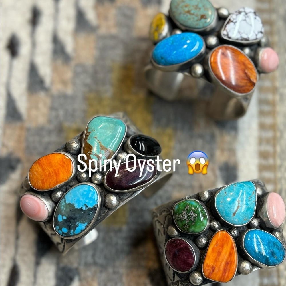Chimney Butte turquoise multi stone turquoise orange spiny oyster cuff ❤️❤️❤️